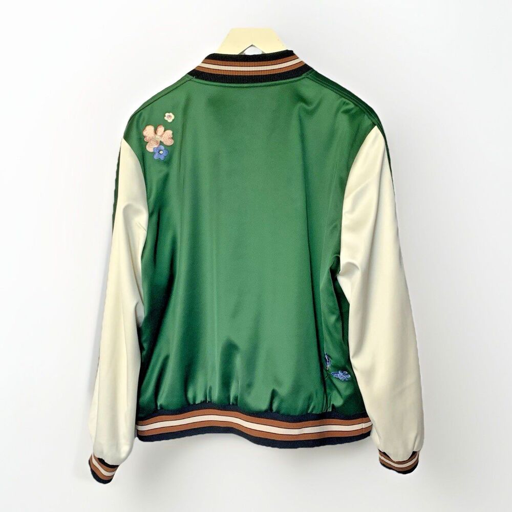 Coach Reversible Souvenir Bomber Jacket Green Floral Signature C Large - Picture 3 of 16